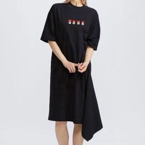 Disney Black Asymmetrical Dress with Minnie Mouse print